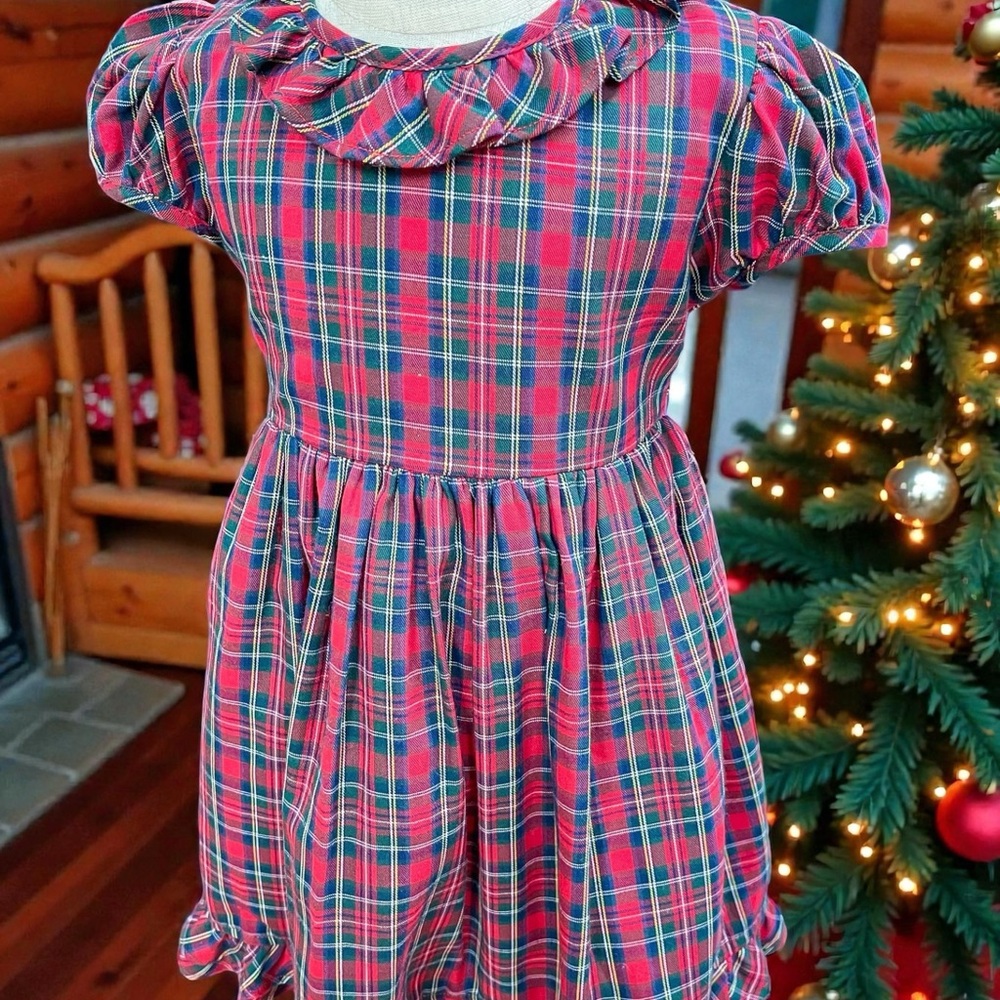 Girls Plaid Red and Green Dress | Cotton Kids